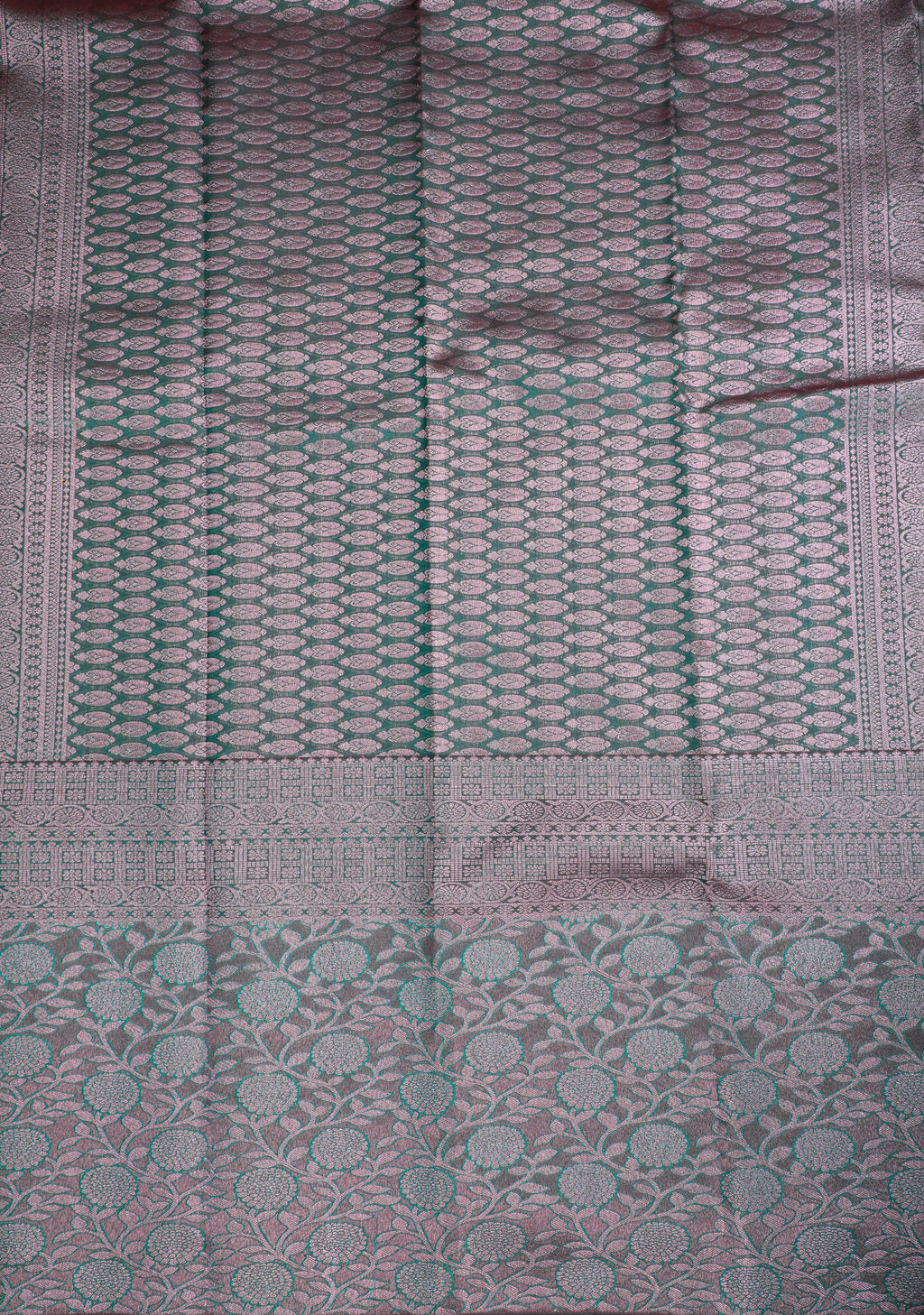 Green & Golden Yellow Korvai Contrast Kanchipuram Pure Silk Saree