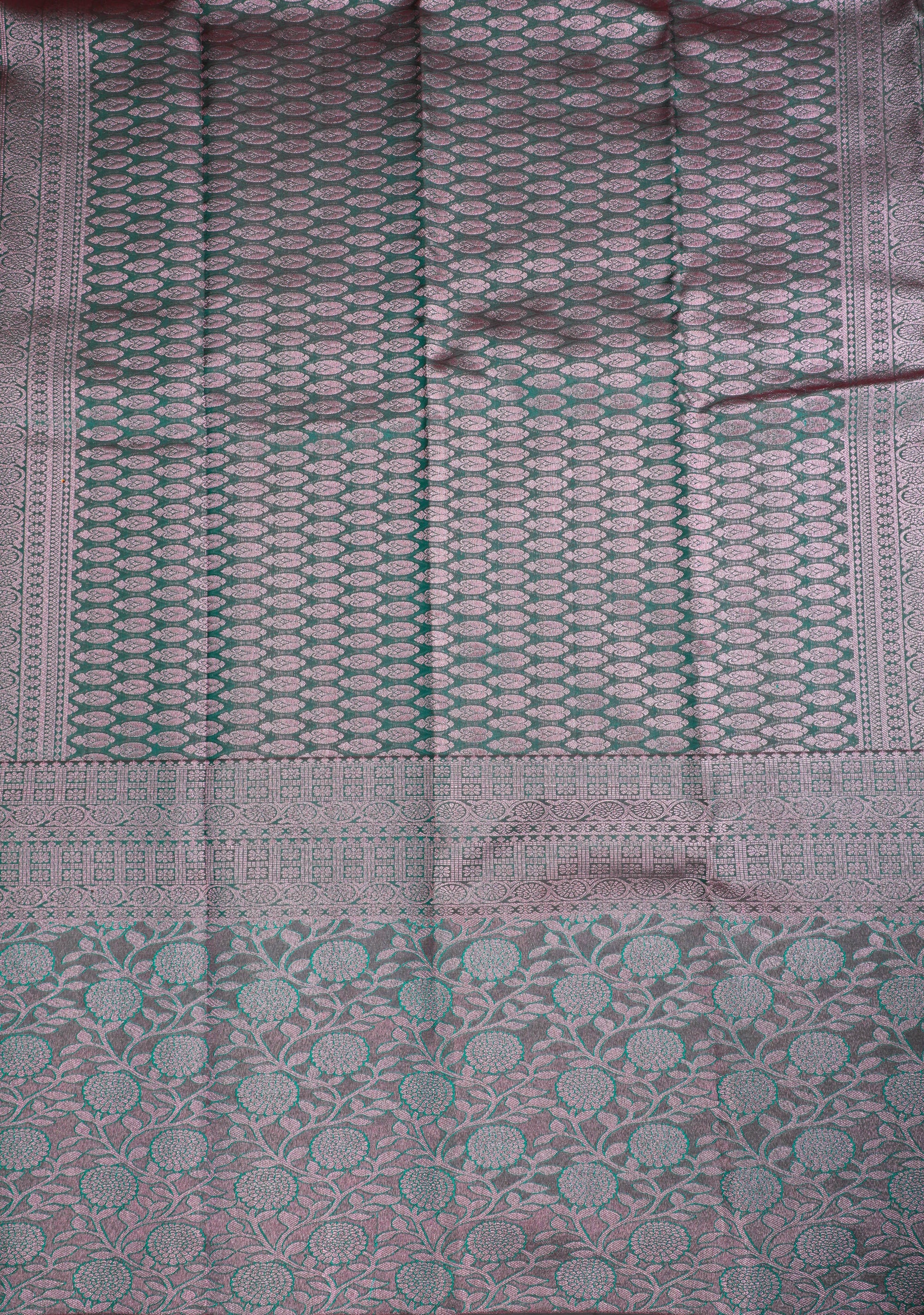 Green & Golden Yellow Korvai Contrast Kanchipuram Pure Silk Saree
