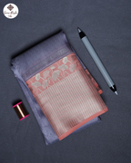 Grey Kanchipuram Pure Silk Saree with Diamond Butta Design