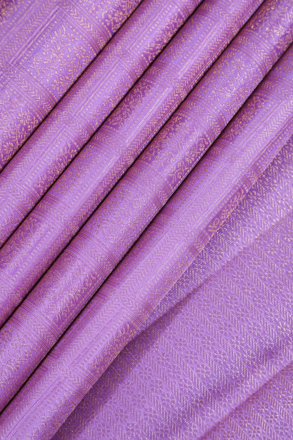 Lavender Colour Kanchipuram Pure Silk Saree with Box Flower Design and Self Fancy Border