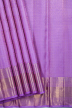 Lavender Colour Kanchipuram Pure Silk Saree with Box Flower Design and Self Fancy Border