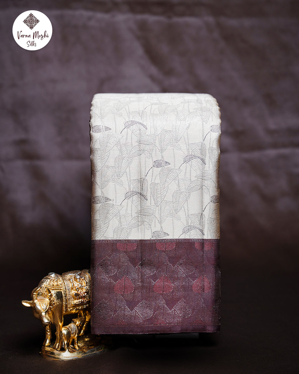 Light Coffee Pure Silk Saree with V. Paakku Border