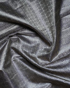 Light Grey Pure Silk Saree with Menatchi Blue Border