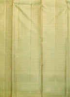 Light Pista Kanchipuram Pure Silk Saree with Diamond Design and Self Border