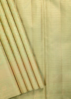 Light Pista Kanchipuram Pure Silk Saree with Diamond Design and Self Border
