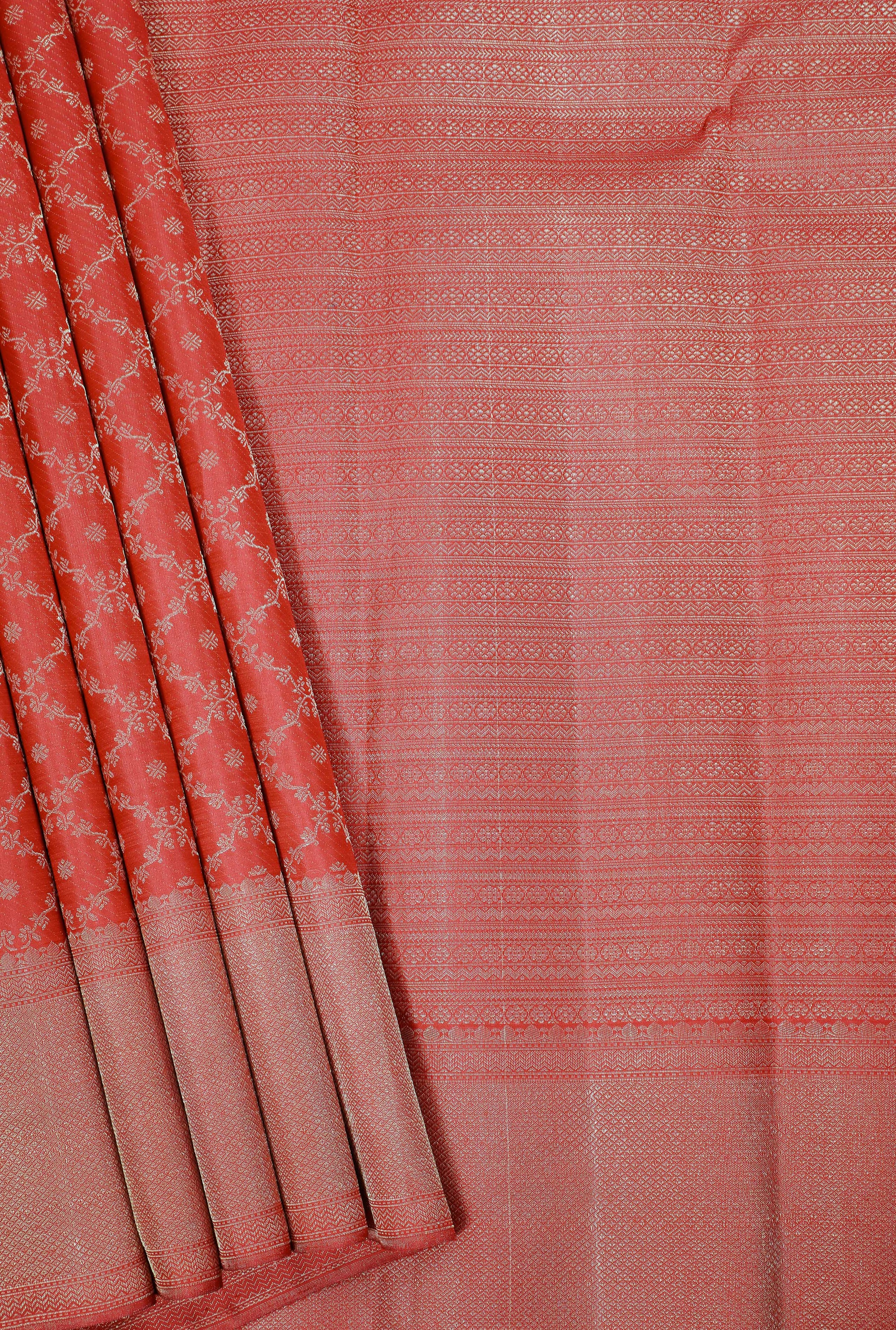 Maroon Kanchipuram Pure Silk Saree with Diamond Design and Self Border