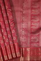 Maroon Kanchipuram Pure Silk Saree with Traditional Self Border and Manga Butta Design
