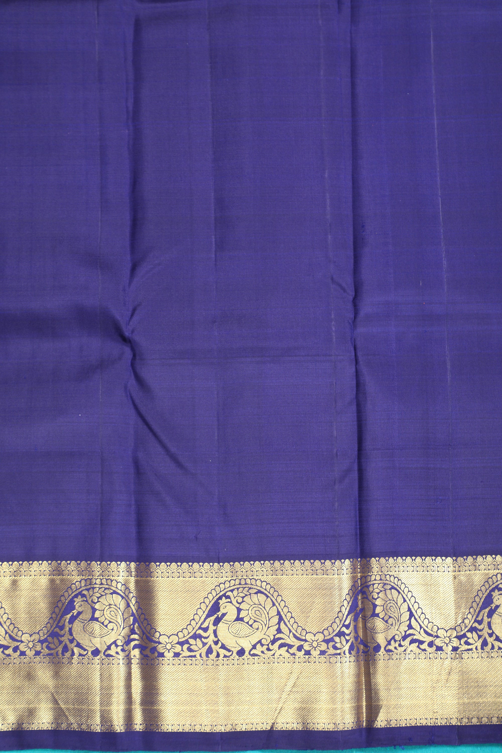 Meenakshi Blue Kanchipuram Pure Silk Saree with Peacock Butta Design