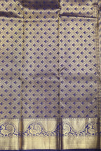 Meenakshi Blue Kanchipuram Pure Silk Saree with Peacock Butta Design