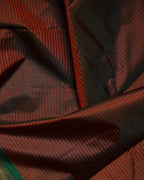 Orange Pure Silk Saree with Green Semi Contrast Border