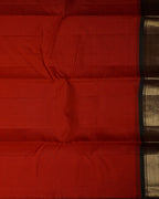 Orange Pure Silk Saree with Green Semi Contrast Border