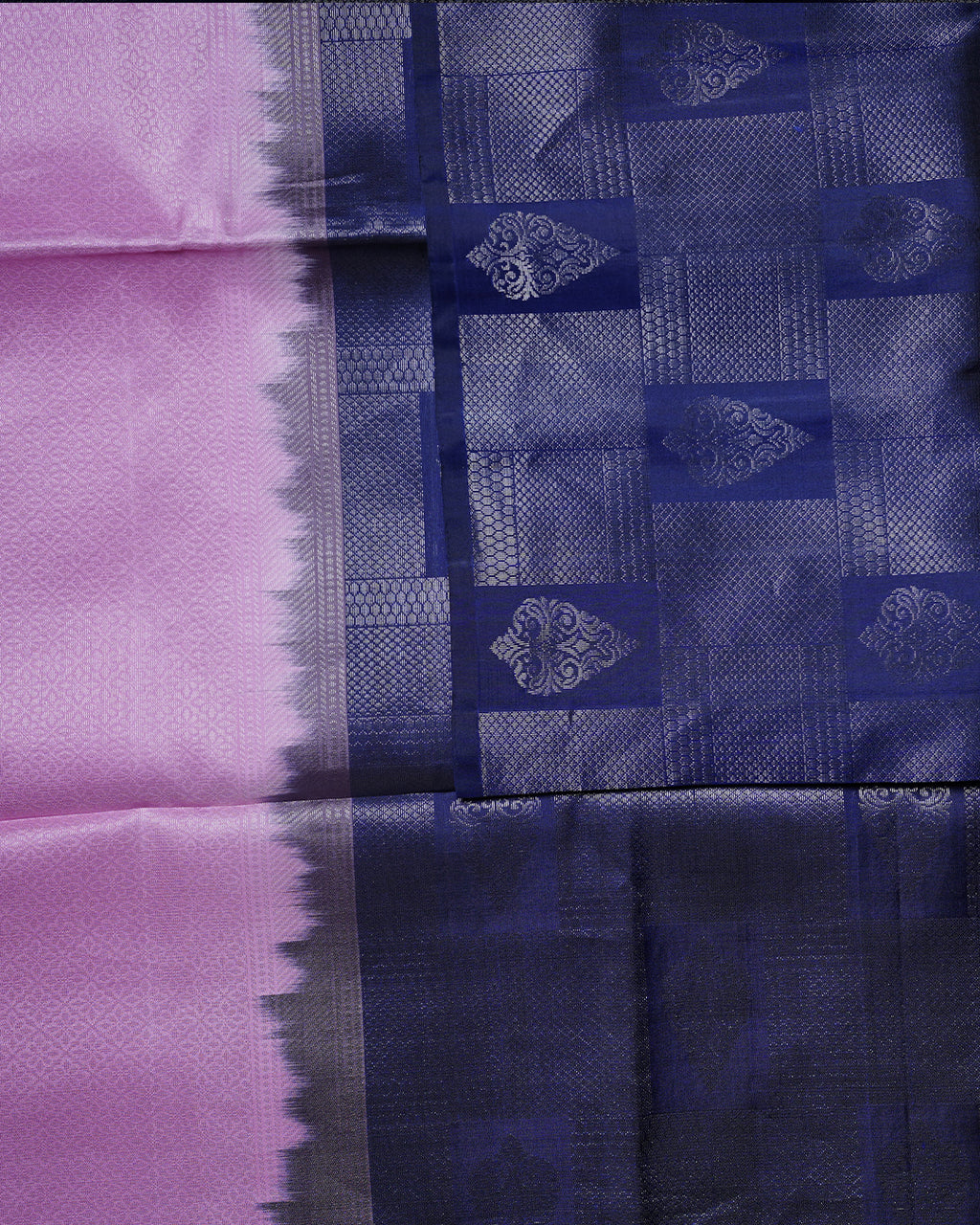 Pink Diamond Butta Semi Contrast Pure Silk Saree