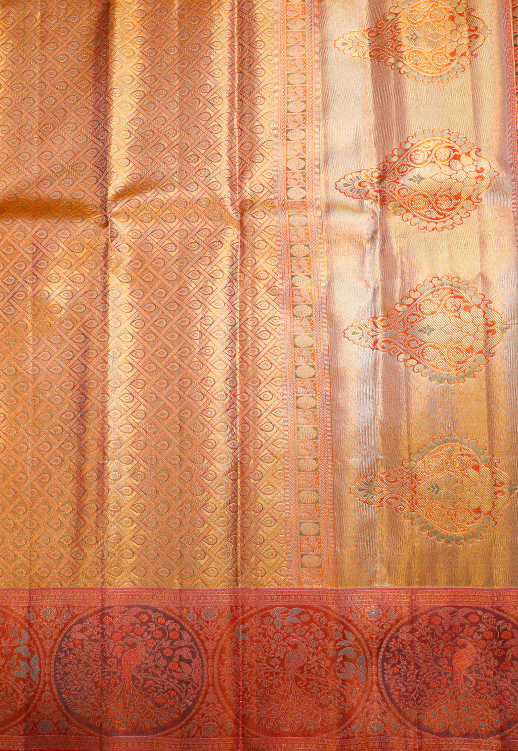 Pista Korvai Tissue Contrast Kanchipuram Pure Silk Saree