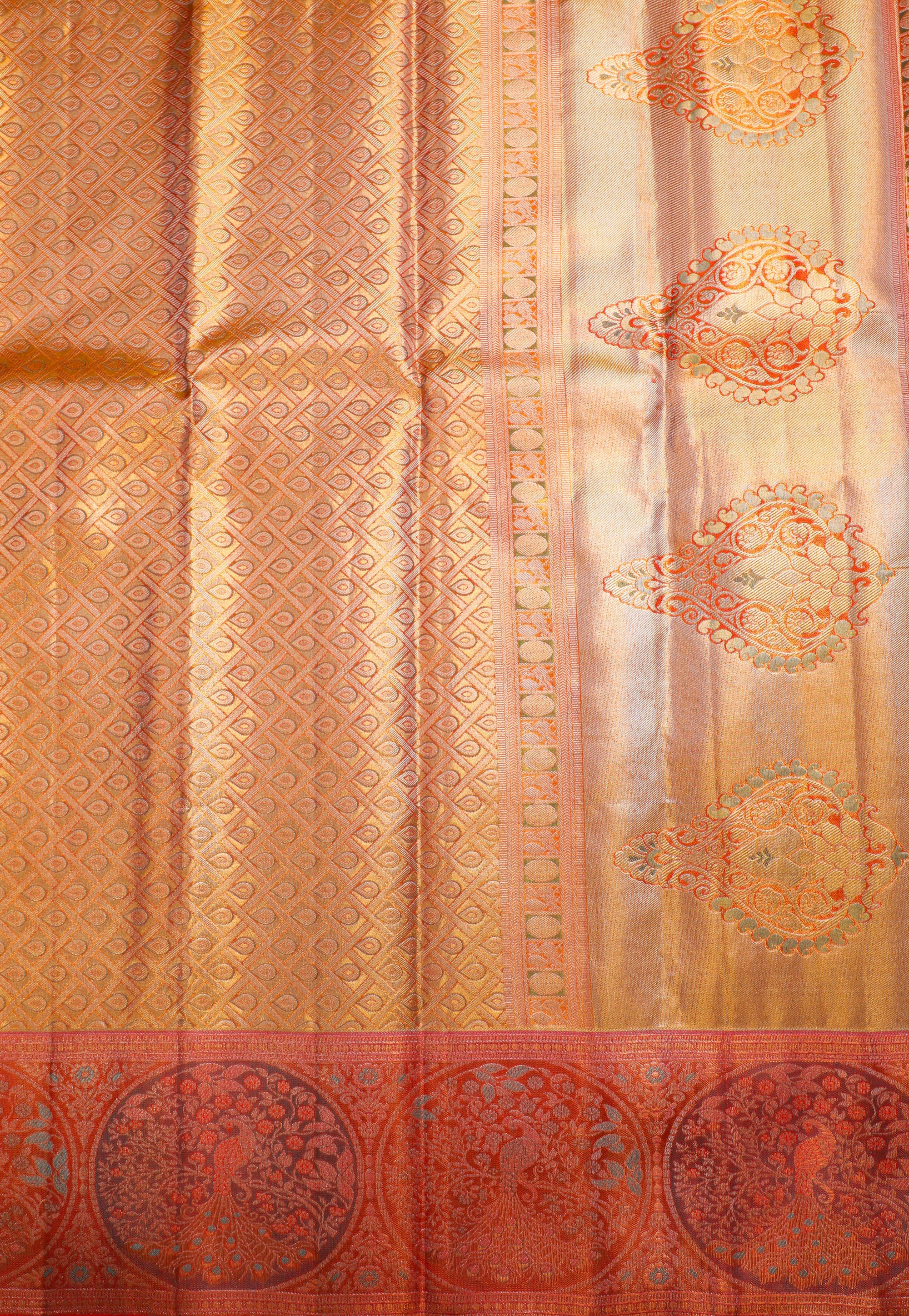 Pista Korvai Tissue Contrast Kanchipuram Pure Silk Saree