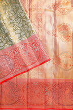 Pista Korvai Tissue Contrast Kanchipuram Pure Silk Saree