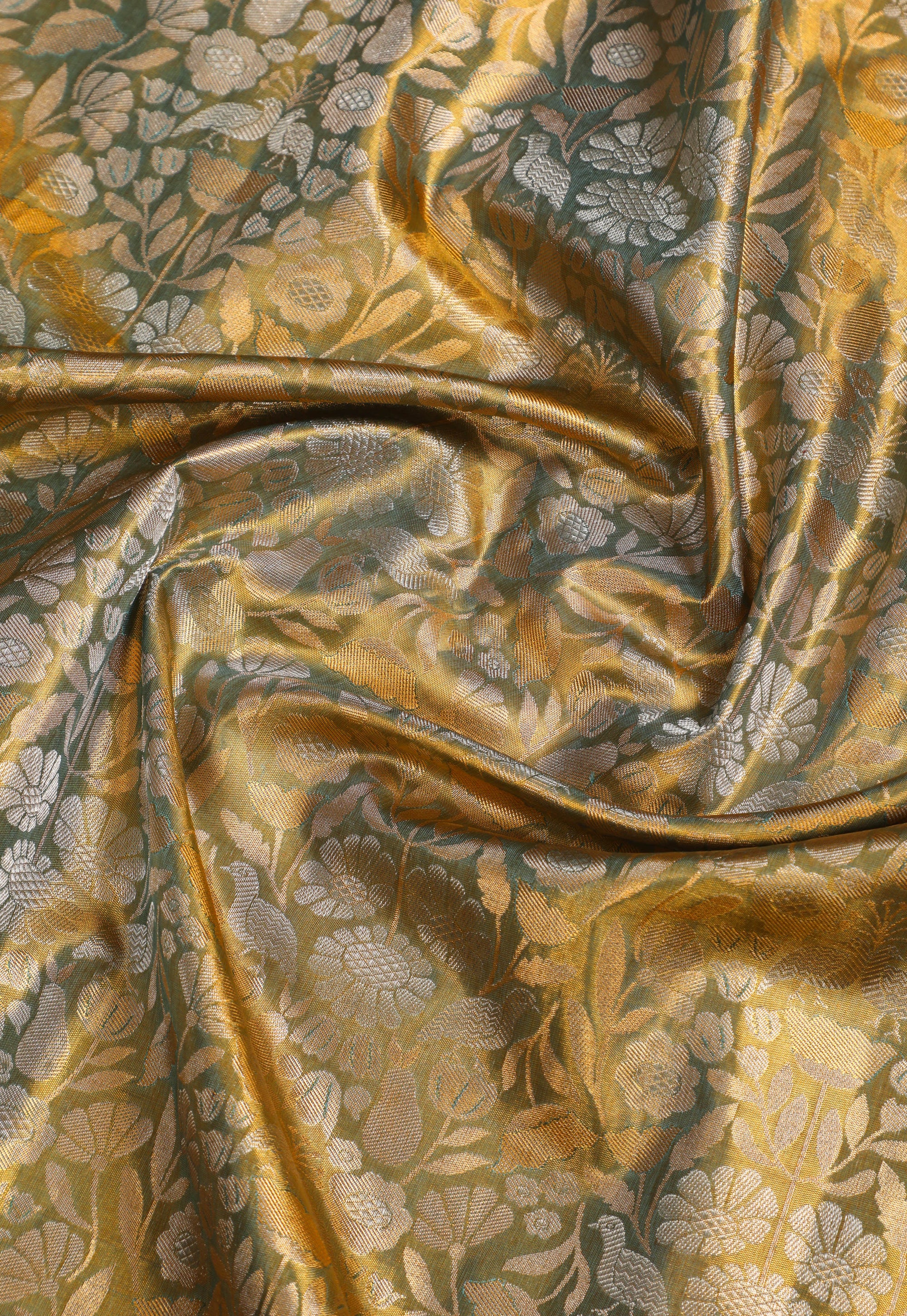 Pista Korvai Tissue Contrast Kanchipuram Pure Silk Saree
