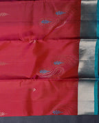 Red Rose Semi Contrast Pure Silk Butta Saree