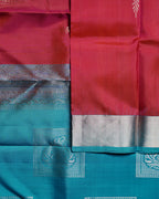 Red Rose Semi Contrast Pure Silk Butta Saree