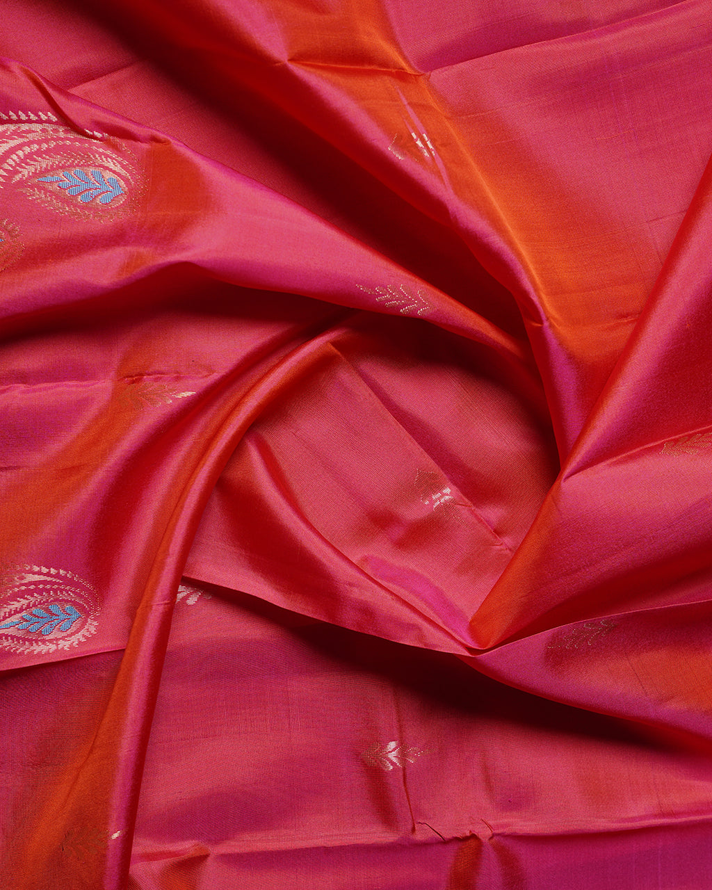 Red Rose Semi Contrast Pure Silk Butta Saree
