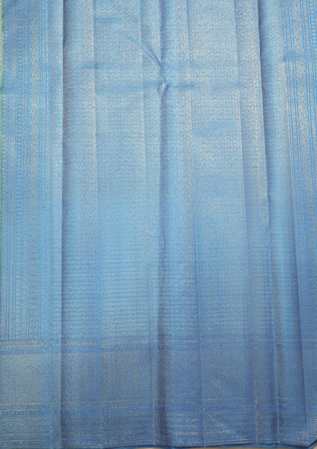 Reksona Blue Kanchipuram Pure Silk Saree with Ananda Border and Box Kolam Design
