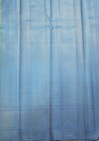 Reksona Blue Kanchipuram Pure Silk Saree with Ananda Border and Box Kolam Design