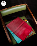 Rexona Green Pure Silk Saree with Maroon Border