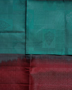 Rexona Green Pure Silk Saree with Maroon Border