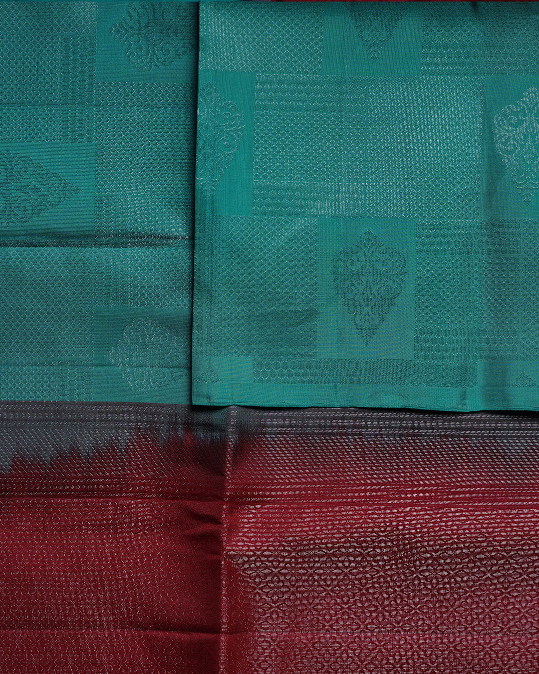 Rexona Green Pure Silk Saree with Maroon Border
