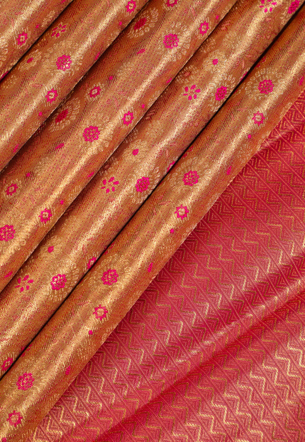 Rose with Sukku Kanchipuram Pure Silk Tissue Saree with Kodi Flower Design and Meena Work