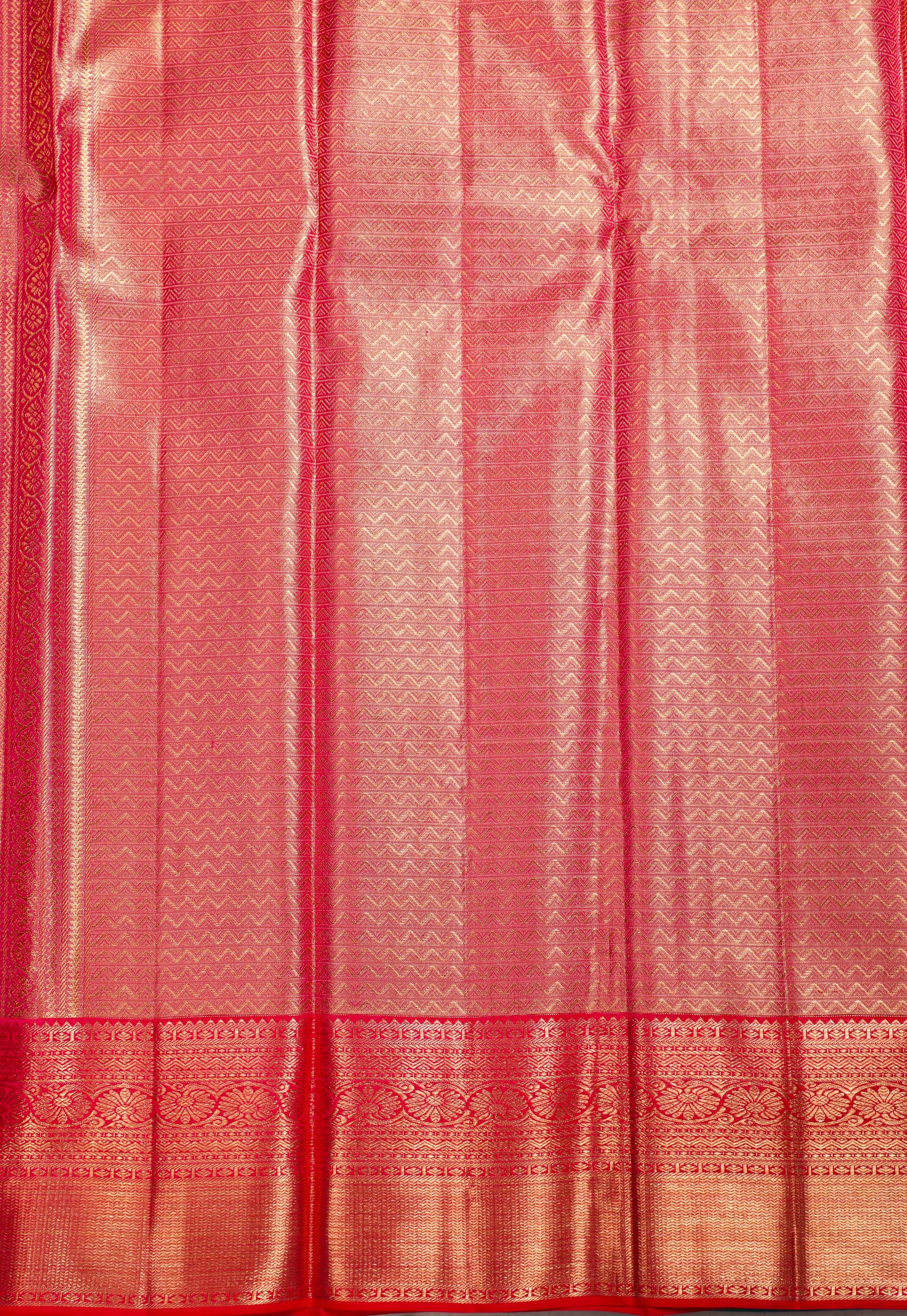 Rose with Sukku Kanchipuram Pure Silk Tissue Saree with Kodi Flower Design and Meena Work
