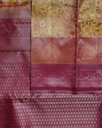 Pure Silk Sampaka Yellow Saree with Kodi Flower Border
