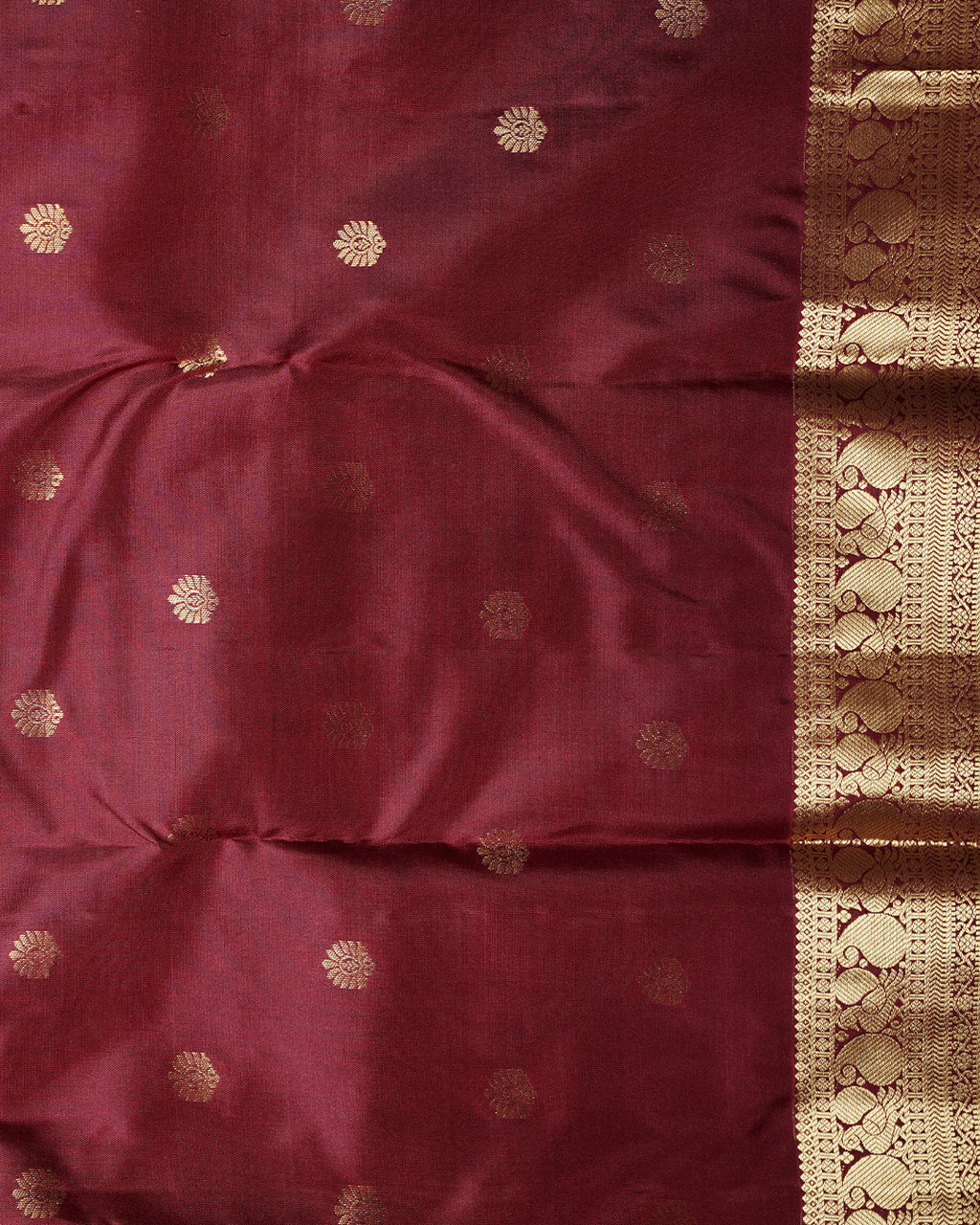 Traditional Maroon Pure Silk Saree with Butta Design