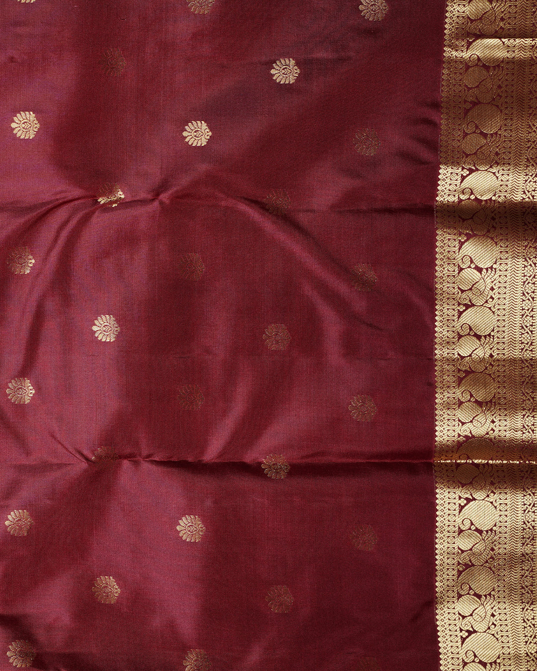 Traditional Maroon Pure Silk Saree with Butta Design