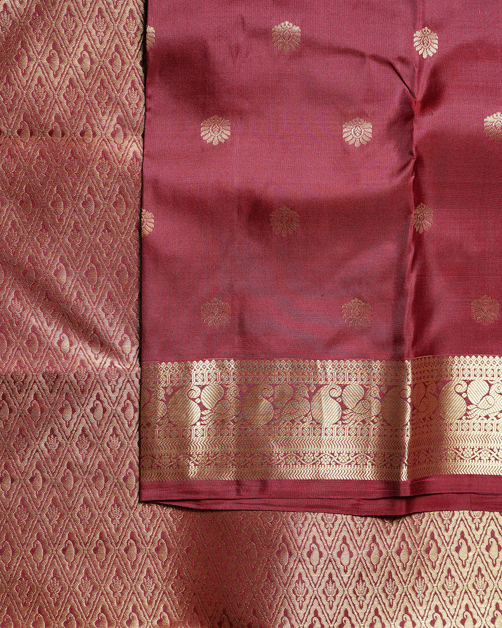 Traditional Maroon Pure Silk Saree with Butta Design