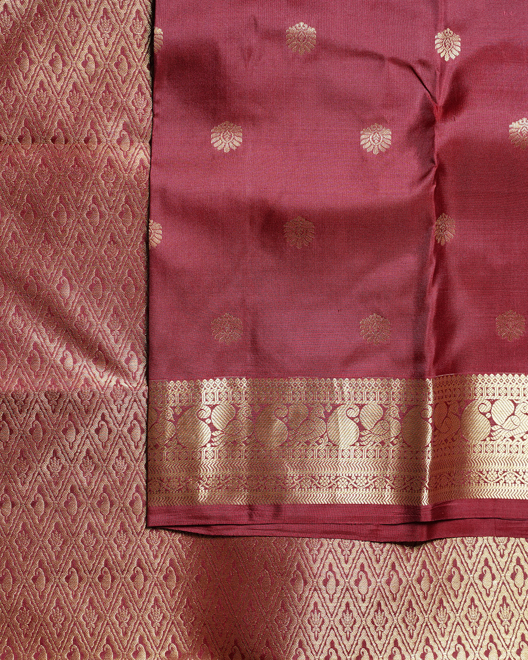 Traditional Maroon Pure Silk Saree with Butta Design