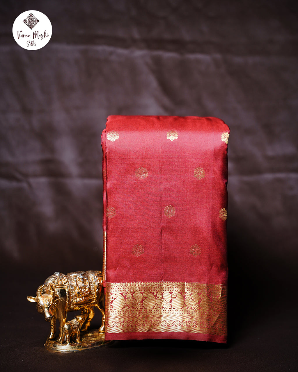 Traditional Maroon Pure Silk Saree with Butta Design