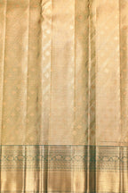 White Kanchipuram Pure Silk Korvai Tissue Contrast Fancy Silver Saree with Kodi Thilagam Design