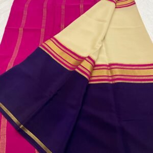 Elegant Pure Mysore Silk Saree with Big Border and Dual Tone Contrast